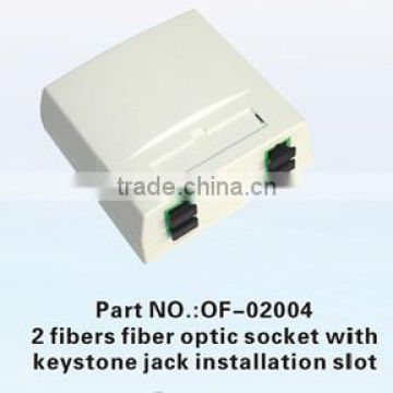 2 fibers fiber optic socket with keystone jack installation slot