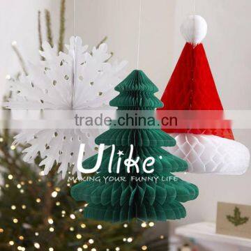 Christmas Red and White 3d Hat Wholesale Tissue Paper Fan Flower
