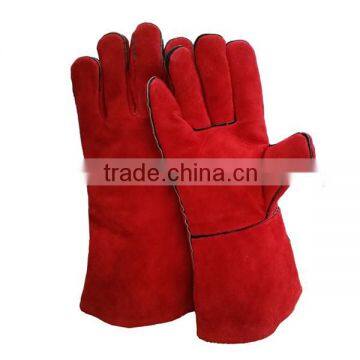 Red Color Cow Shoulder Leather Welders Gloves With Cotton lining