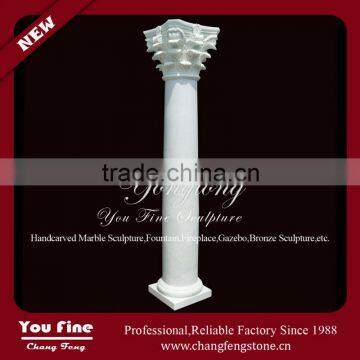 Hand Carved White Natural Marble Pillar For Sale