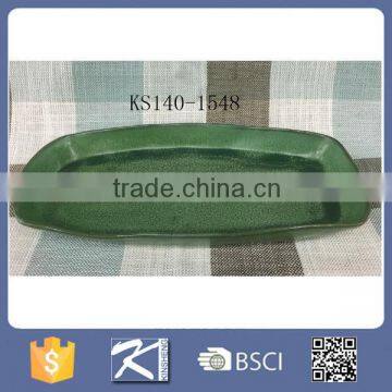 Glazed Green Porcelain Dish Plate in Emerald Green photo-2