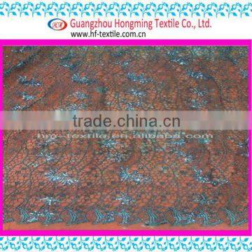 For curtain Fabric Sliver spangle water soluble mesh organza embroidery lace fabric for light apparel ODM