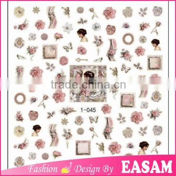 New fashion flower and women design 3D nail art wraps decals 1-045