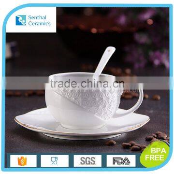 Chaozhou bone china classic white ceramic espresso coffee cup with saucer