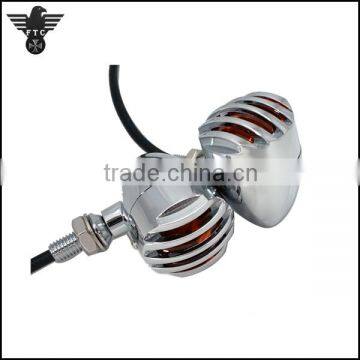 Chrome Classic Grilled Bobber Indicator Harley Chopper Turn Signals