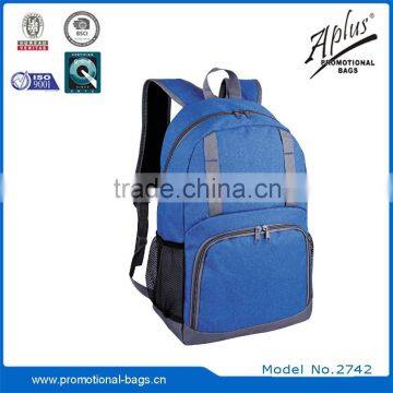 Melange Polyester With Front Zipper Pocket School Backpack photo-5
