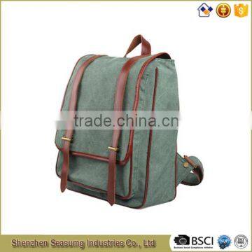 High Quality Washing Canvas and Real Leather Computer Backpack