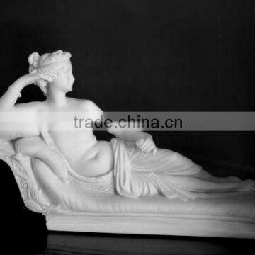 Nude lying beautiful woman Maria Paulina classic stone statue DSF-CD037