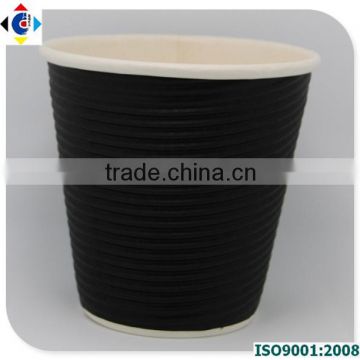 8oz Hot Drink Disposable Black Horizontal RIpple Paper Cups Coffee Cups