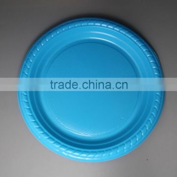 Hot sale 7 inch disposable colorful round shape PS plastic dinner plate