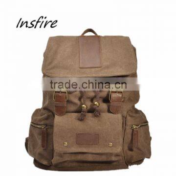 2016 canvas leather backpack leisure mens messenger bag