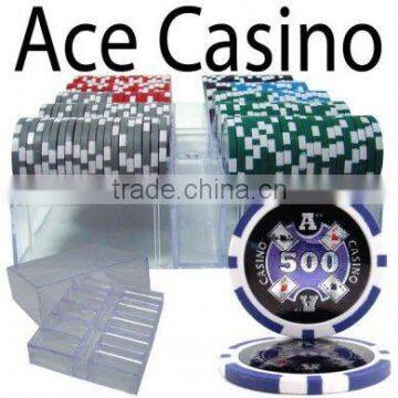 200pc Ace Casino Poker Chip Set with Acrylic Case