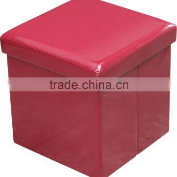 Cube pouf ! Shiny PU Wine foldable storage ottoman