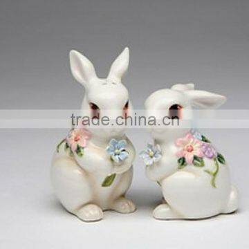 ceramic Easter bunny Salt and Pepper Shakers