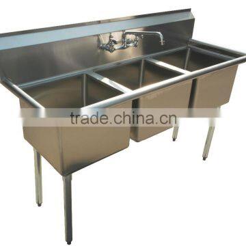 NSF and CSA Approval Three Compartments Stainless Steel Commercial Kitchen Sink photo-6