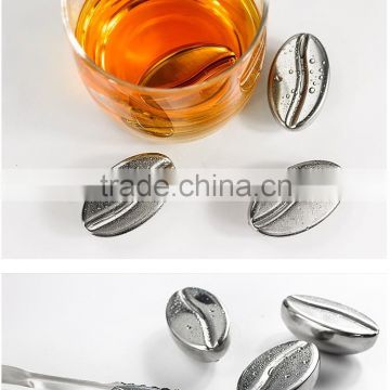 Coffee Bean Stainless Steel Ice Cube , Whiskey Stone, Chilling Your Wine Fast Without Dilution