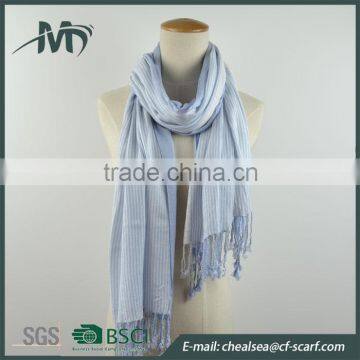 Woven Viscose Scarf Stripes Long Hijab Scarf Women Exquisite Scarf photo-3