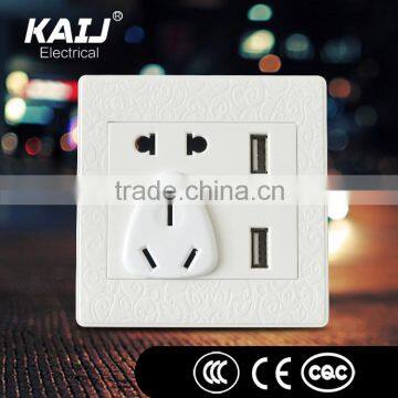 Wall Mounted multi function socket with 2 usb port difference decorative design