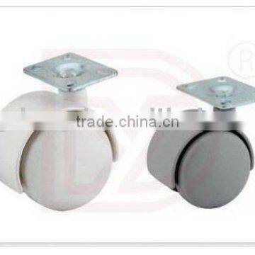 No brake twin wheel flat plate caster