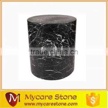 polished Black Marquina marble cylinder table