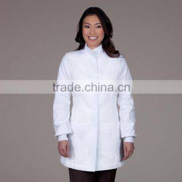 Women's lab coat 100%cotton, TC,CVC 100%polyester doctor's jacket lab coat with elastic cuff for female dentist dental surgeon