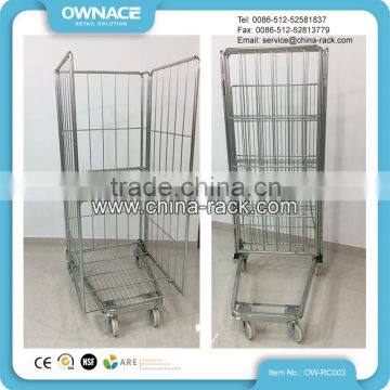 Foldable Warehouse Storgae Metal Wire Mesh Roll Container