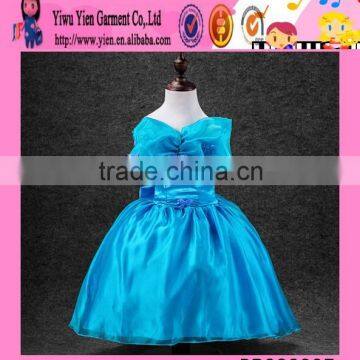 2015 Europe market hot sale blue Princess kids dress latest design boutique shop fashion baby girls party wear dress