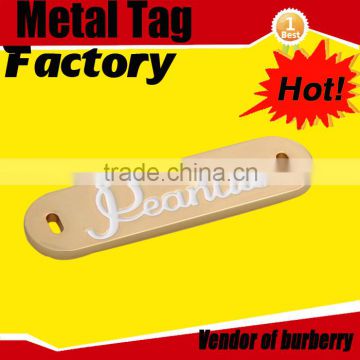 wholesale custom cheap gold color small metal white logo name plate