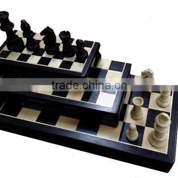 QUALITY Folding 3 in 1 INLAID WOOD Chess, Backgammon, Checkers Set photo-4