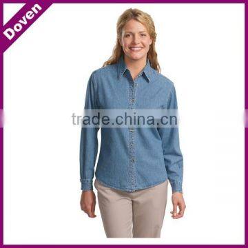 Women plain high quality denim shirts