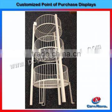 OEM Design 3 tier wire basket display stand
