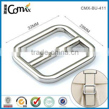 Shiny silver metal adjustable bag buckle