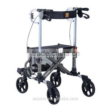 HomCom 24.5"L x 22.5"W Four Wheel Folding Rollator Walker Transport Chair With Back Support photo-3