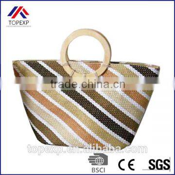 Tote Bag Straw Bags Women Bag With Diagonal Stripes photo-2