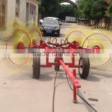 Trailer Mounted High Quality 4 Wheel Hay Rake,hay Tedder for Sale photo-4
