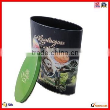 high quality oval shape custom coffee tin box