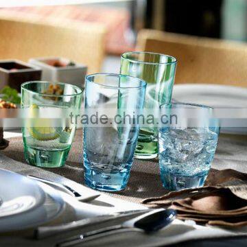 High transparent/colored drinking water glass with round bottom