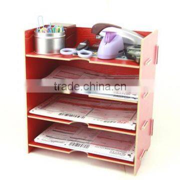 Office File Organizer, Wooden 4-Trays