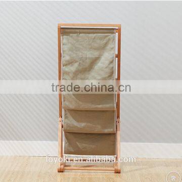 4 Tier Magazine Dispaly Rack With Textile Solid Beech Wood Magazine Rack Holder photo-2