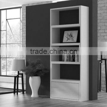 2016 New 4-Tier Extendable Bookshelf System MDF Wood Bookcase With Drawer Organizer From Living Room Movable Bookshelf photo-2