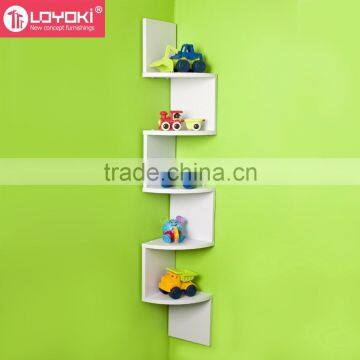 2016 Hot Sale MDF Wood Shelving Solution 5 Tier Large Corner Wall Mount Shelf photo-4