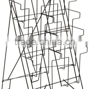 2 tiers modern black newspaper stand metal wire magazine display rack