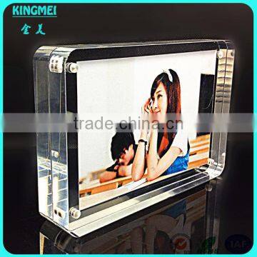 KM-CP29 Hot Sale Double Sided Acrylic Photo Frame With Magnets, Crystal Clear Plastic Magnetic Photo Block Frame photo-2