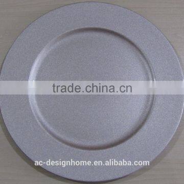 SILVER GLITTER PP PLASTIC CHARGER PLATE