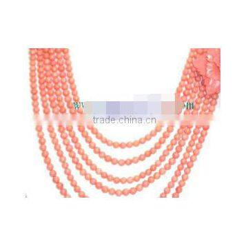 5mm Carving Flowers Original Coral Beads Necklace photo-2