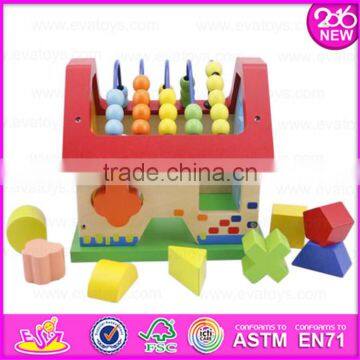 2016 Wholesale multi-function toy wooden baby shape sorter W12D013