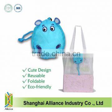 Hippo Cartoon Foldable Shopping Tote Eco Reusable Recycle Bag Grocery Supermarket New