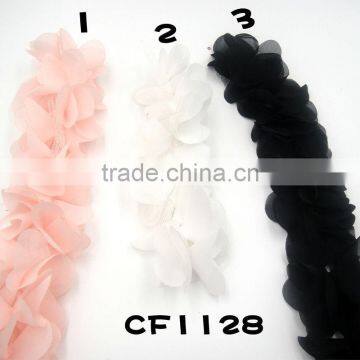 Various colors pretty custom ruffle peach chiffon flower tor baby clothes