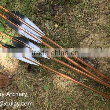 Black And White Fletched Arrows Carbonized Bamboo 75~80#*32inch