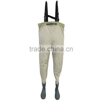 3 layers breathable waterproof waders fly fishing waist high waders pants with fishing boot